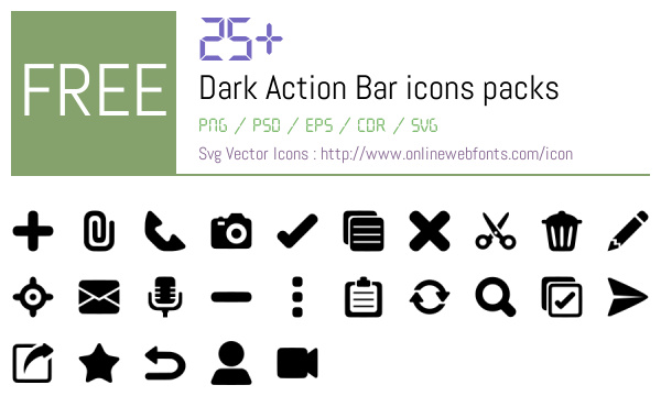 +25 Dark Action Bar Icons Packs Free Downloads - OnlineWebFonts.COM