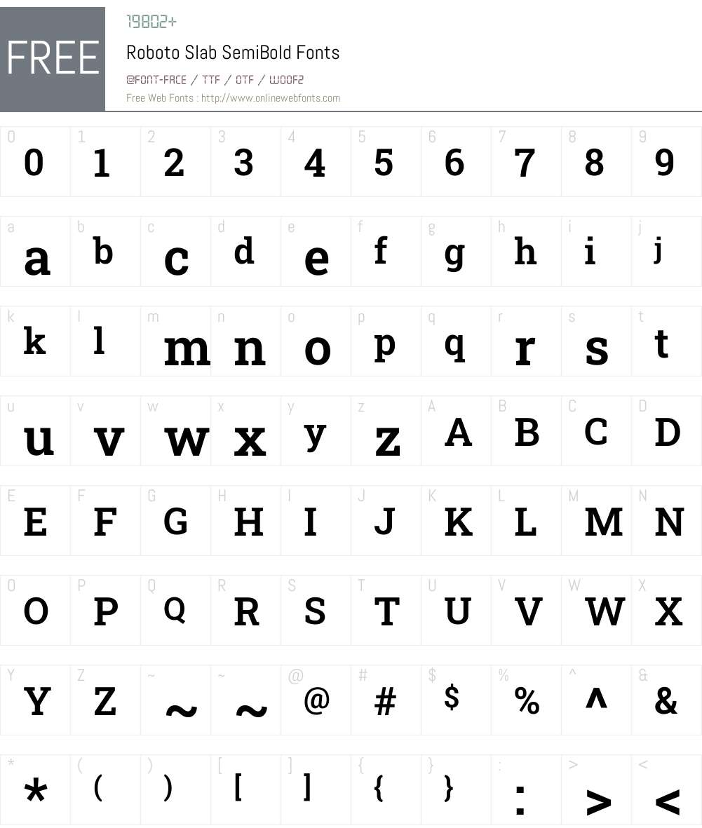 Roboto Slab SemiBold 2.001 Fonts Free Download - OnlineWebFonts.COM