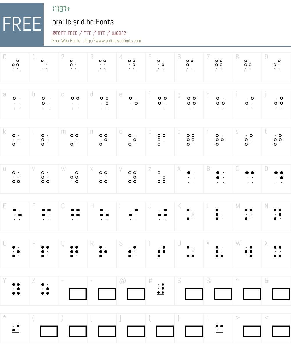 braille grid hc 001.000 Fonts Free Download