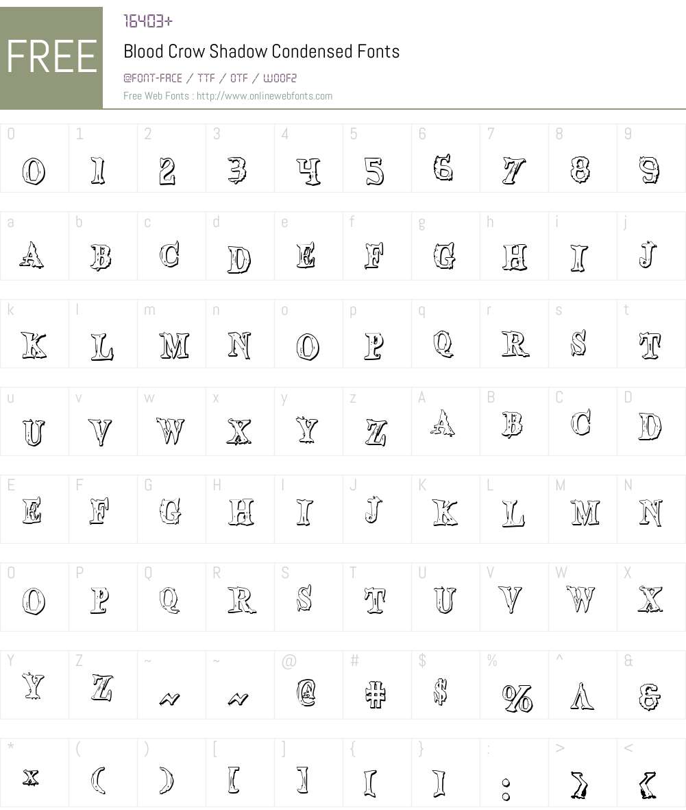 blood crow shadow condensed fonts