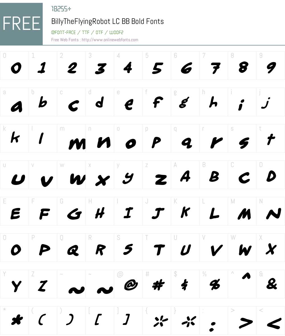 Billy the flying robot font free