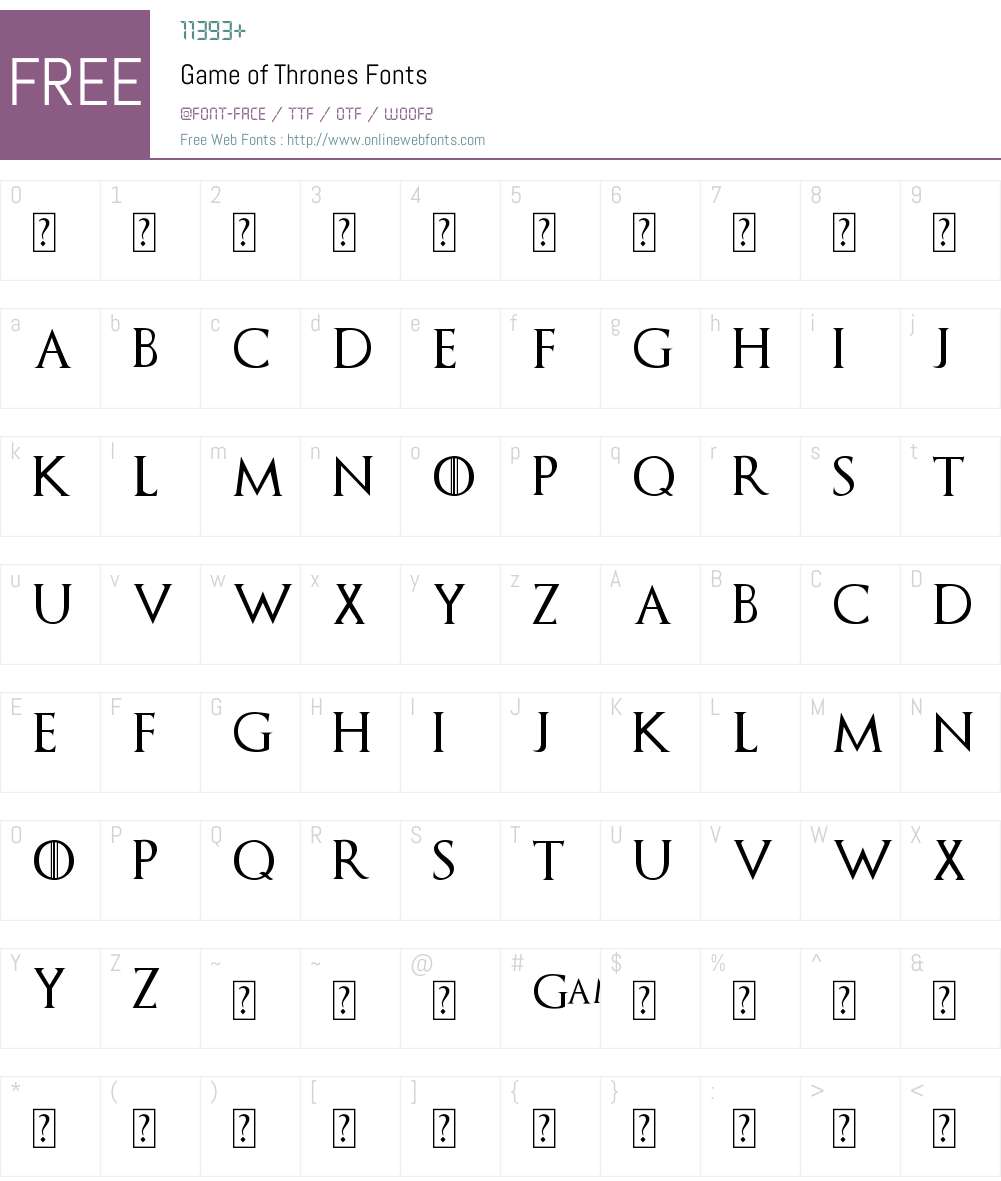 game of thrones font alphabet