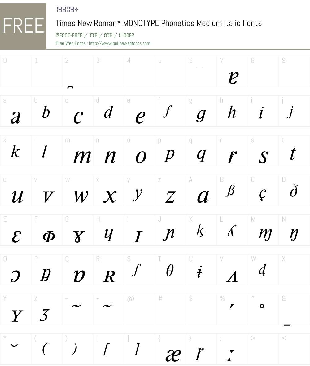 Times New Roman Monotype Phonetics Medium Italic 001 000 Fonts Free Download Onlinewebfonts Com