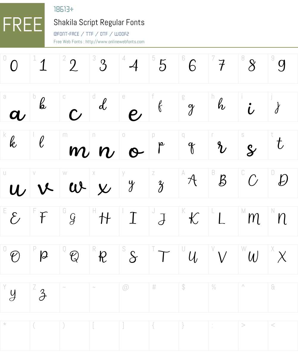 Shakila Script Regular 1.1 Fonts Free Download