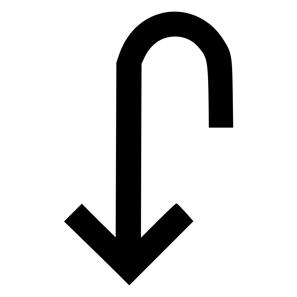 Down Turn Way Sign