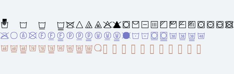 Monostep Washing Symbols Rounded Thin