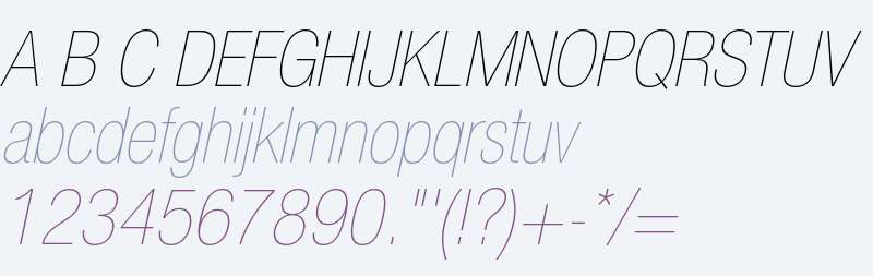 Helvetica 27 Ultra Light Condensed Oblique