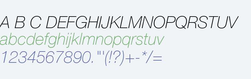 Helvetica Neue LT Com 36 Thin Italic V1