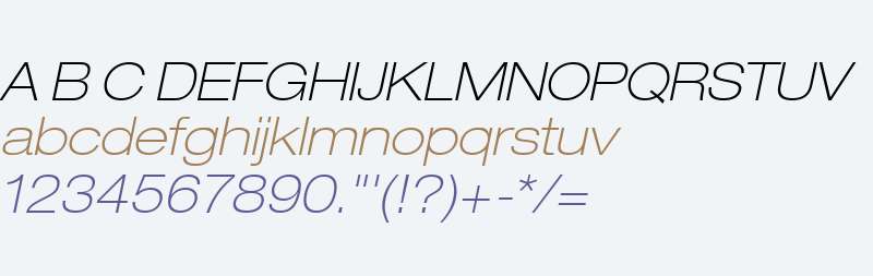 Helvetica Neue LT Com 33 Thin Extended Oblique V2