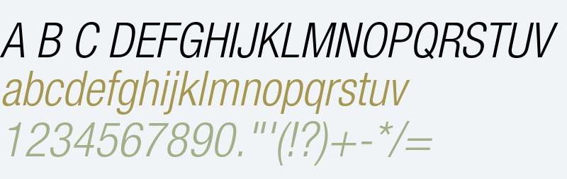 Helvetica Neue LT Std 47 Light Condensed Oblique