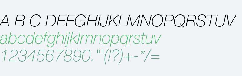 Helvetica Neue 36 Thin Italic