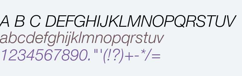 Helvetica Neue LT Com 46 Light Italic V1