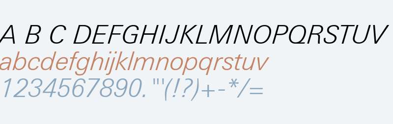 Univers Next W05 Light Italic