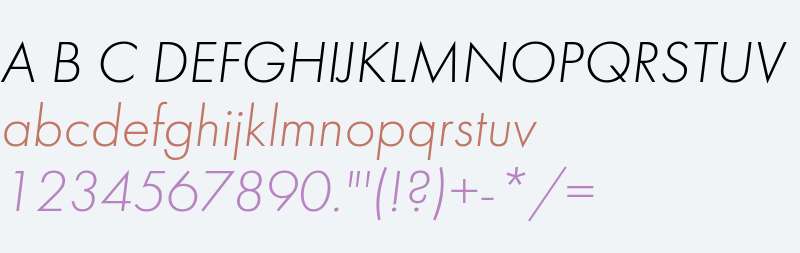 Futura PT Light Italic W08 Rg