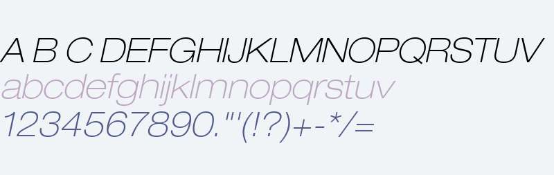 Helvetica Neue LT Std 33 Thin Extended Oblique