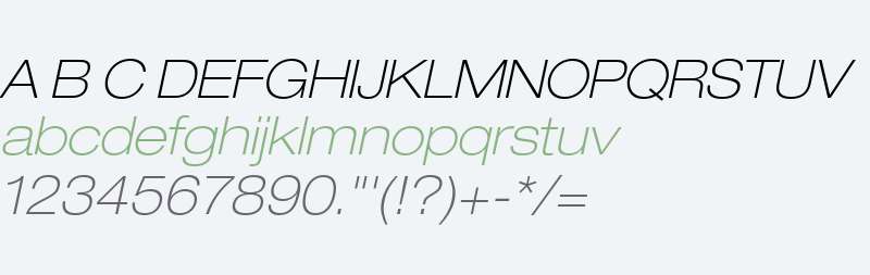 Helvetica Neue 33 Thin Extended Oblique