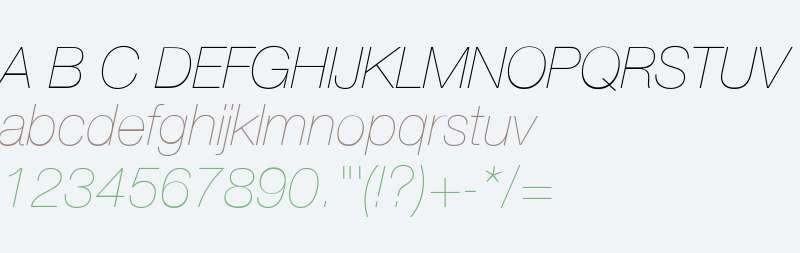 Helvetica Neue UltraLight Italic