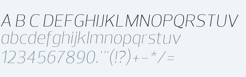 Prelo W04 ExtraLight Italic