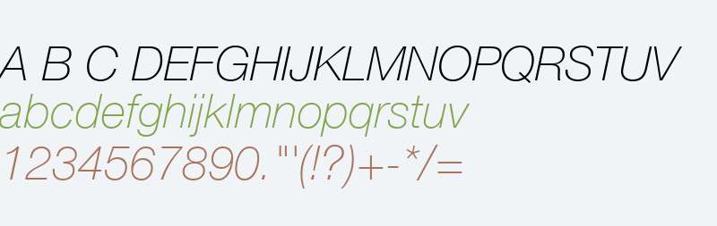 Helvetica Neue LT Com 36 Thin Italic V2