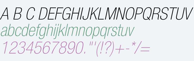 Helvetica Neue 37 Thin Condensed Oblique