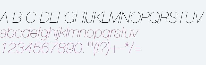 Helvetica Neue LT Com 26 Ultra Light Italic V1