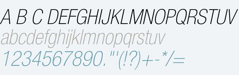 Helvetica 37 Thin Condensed Oblique