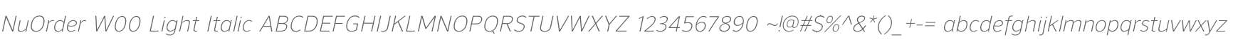 NuOrder W00 Light Italic
