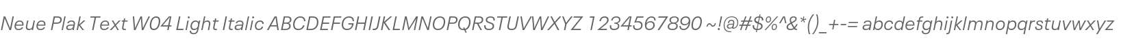 Neue Plak Text W04 Light Italic