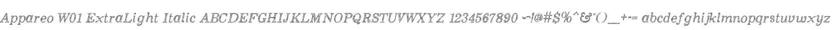 Appareo W01 ExtraLight Italic