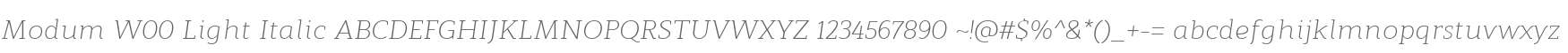 Modum W00 Light Italic
