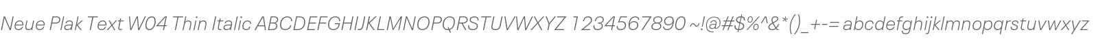 Neue Plak Text W04 Thin Italic