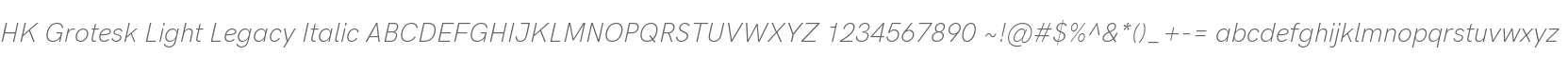 HK Grotesk Light Legacy Italic