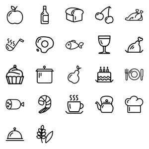 Cooking Outline Icon Set Black And White 