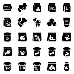 Food Stuff For Dog And Cat In Glyph Style 