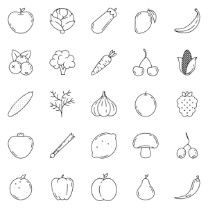 Line Fruits And Vegetables 