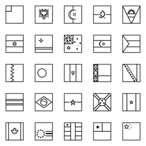 Outline Square World Flags 