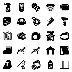 Dog And Cat Care Items In Glyph Style 