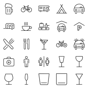 Hotel And Camping  Linear Icons 