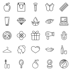 Linear Beauty And Cosmetics Icons 