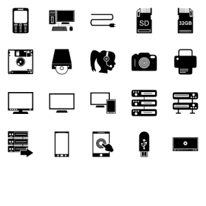 Data Devices Glyph Icons Set 