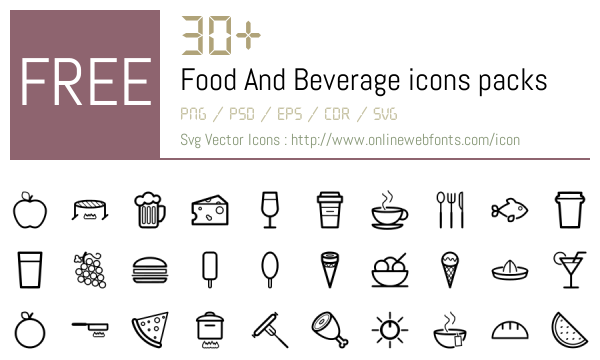 +30 Food And Beverage Icons Packs Free Downloads - OnlineWebFonts.COM