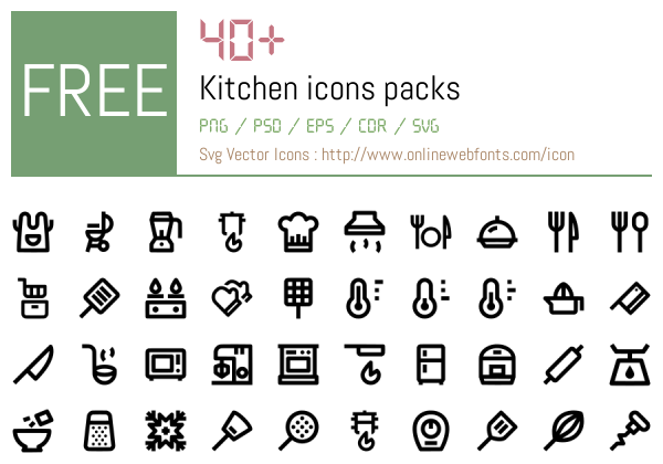 +40 Kitchen Icons Packs Free Downloads - OnlineWebFonts.COM