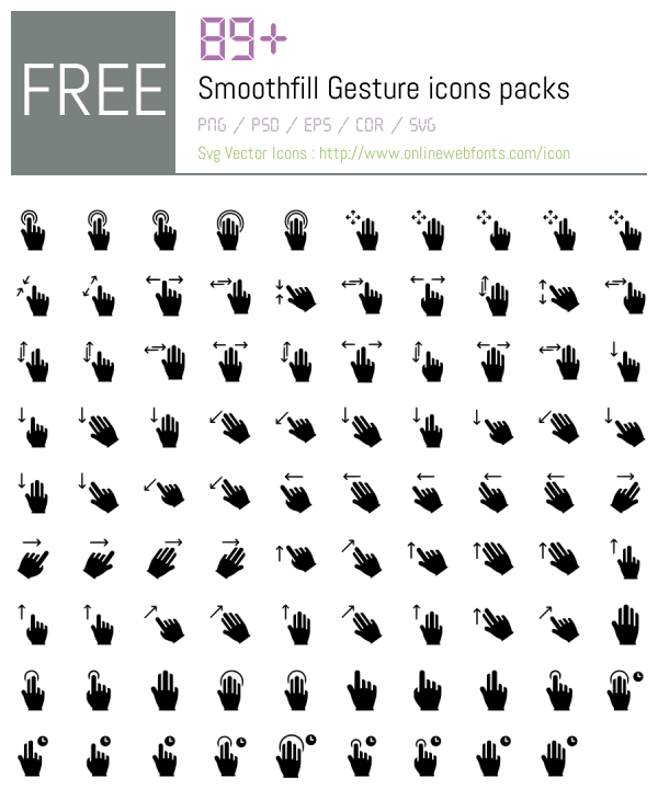 +89 Smoothfill Gesture Icons Packs Free Downloads - OnlineWebFonts.COM