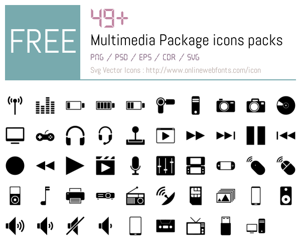 +49 Multimedia Package Icons Packs Free Downloads - OnlineWebFonts.COM