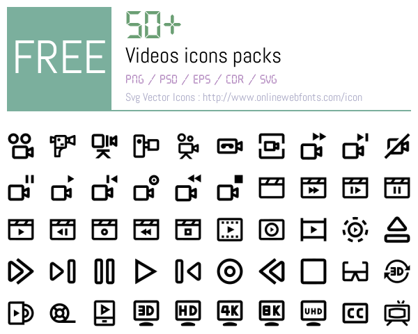 +50 Videos Icons Packs Free Downloads - OnlineWebFonts.COM