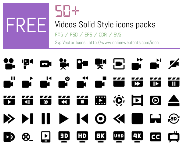 +50 Videos Solid Style Icons Packs Free Downloads - OnlineWebFonts.COM