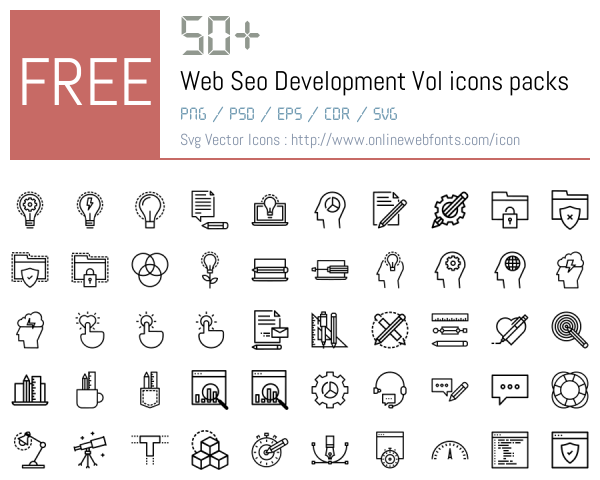 +50 Web Seo Development Vol Icons Packs Free Downloads - OnlineWebFonts.COM