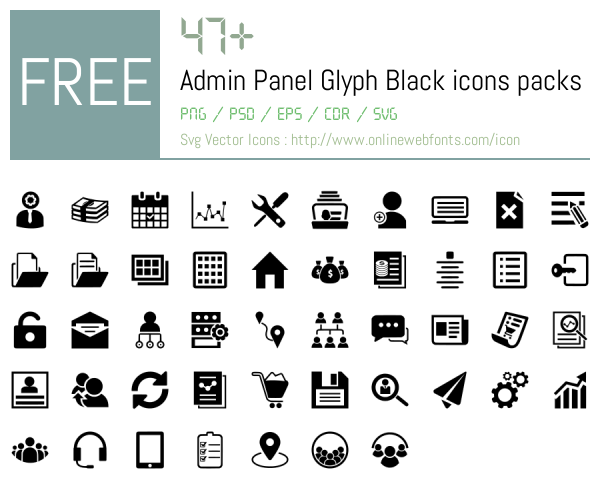 +47 Admin Panel Glyph Black Icons Packs Free Downloads - OnlineWebFonts.COM