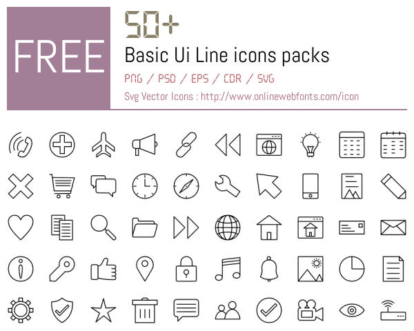 +50 Basic Ui Line Icons Packs Free Downloads - OnlineWebFonts.COM