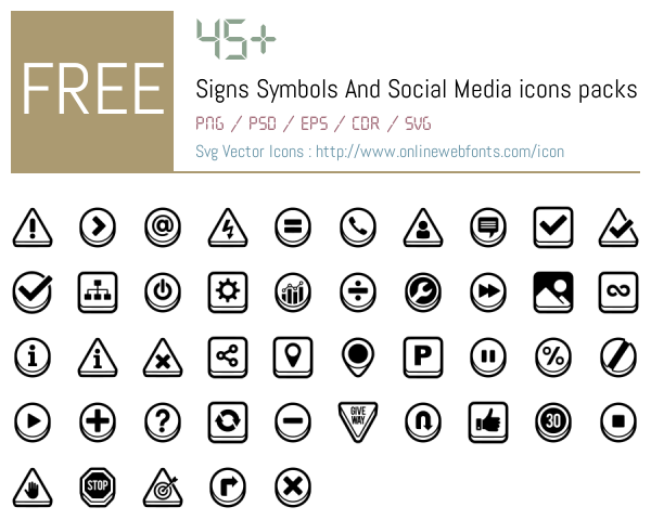 +45 Signs Symbols And Social Media Icons Packs Free Downloads ...
